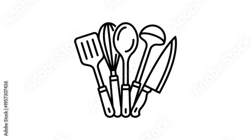 Kitchen Utensils Line Art