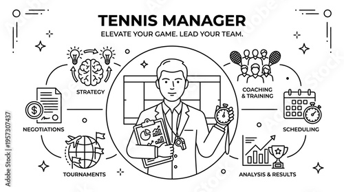 Tennis Manager Concept Leading Team and Strategy