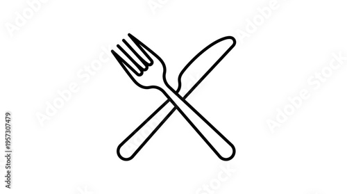 Crossed Fork And Knife Icon Black And White