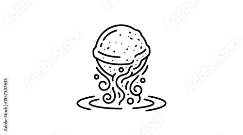 Abstract Ice Cream Scoop with Swirls and Dots