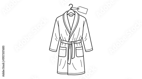 Outlined Bathrobe on Hanger with Label