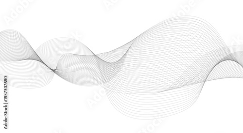 Abstract vector black and white background with wavy lines. Stylized line art background. Vector illustration.