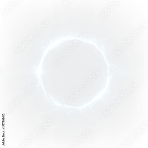 Photography Energy circle emitting blue lightning on a transparent background for use in var