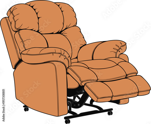 A reclining chair with a footrest extended