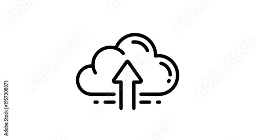 Cloud Upload Icon: Digital Data Transfer and Cloud Computing Concept