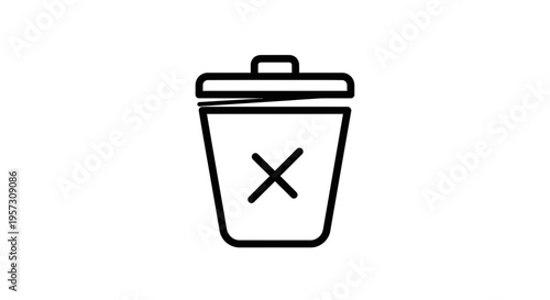Delete Icon Trash Can with Cross Symbol, Vector Illustration
