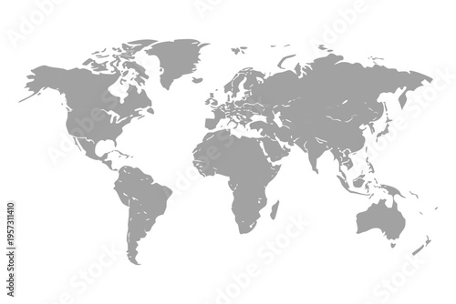 World Map with states isolated on a white background. Vector illustration of the map of the World. Vector