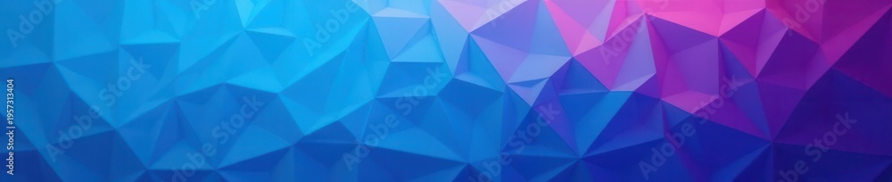 Obraz premium Blue triangular low-poly banner, textured backdrop, digital, angular