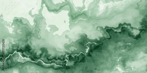 Abstract watercolor background featuring blue ice crystals and liquid textures on a vintage grunge paper surface with a light sea green pattern design