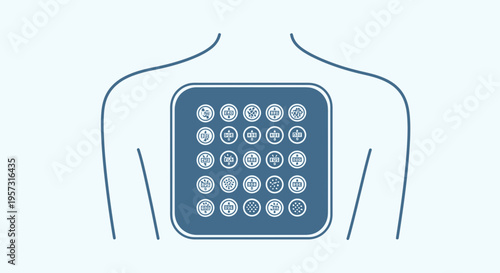 Acupuncture Chart on Human Back with Symbols, Alternative Medicine Concept