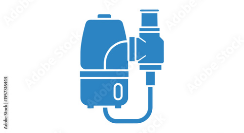 Blue icon of a humidifier with a tube, isolated on white background