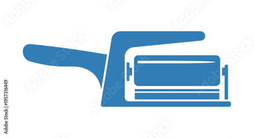 Blue icon of a manual date stamp with a roller for printing dates on documents