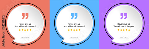 3D bubble testimonial banner, quote, infographic. Social media post template designs for quotes. Empty speech bubbles, quote bubbles and text box. Vector Illustration EPS10.