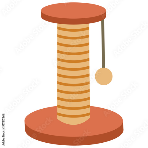 Cat Scratching Post Cylinder Pet Furniture Vector Illustration