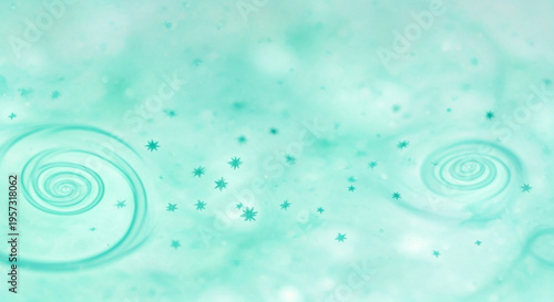 Abstract teal background featuring swirling patterns and scattered sparkling star like elements high-quality professional detailed