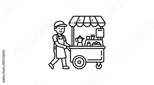 Street Vendor Selling Coffee and Snacks