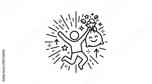 Joyful Person Celebrating Financial Success