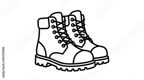 Black and White Outline of Work Boots