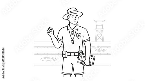 Lifeguard on Duty at Swimming Pool