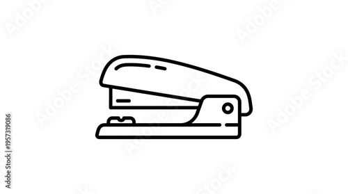 Minimalist Outline of a Stapler on White