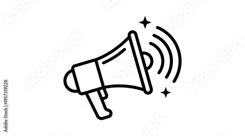 Black And White Icon Of Megaphone With Sound Waves