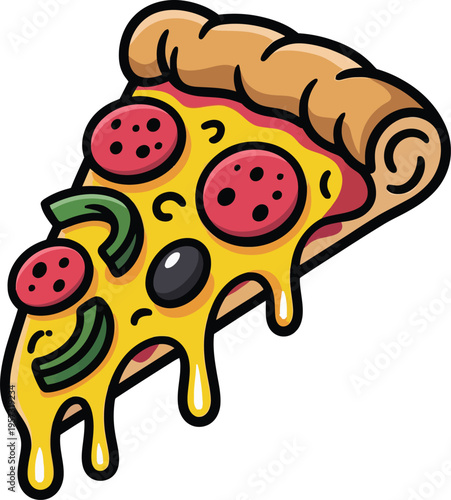 Cute cartoon a illustrator vector pizza