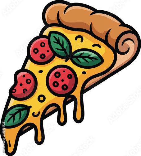 Cute cartoon a illustrator vector pizza