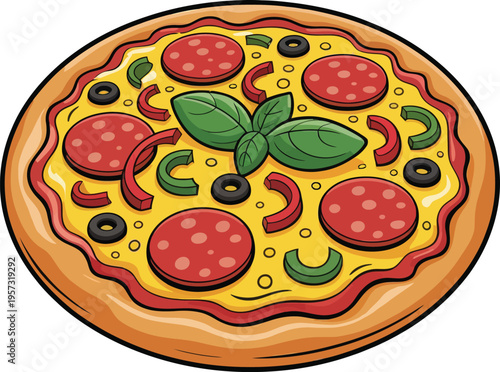 Cute cartoon a illustrator vector pizza