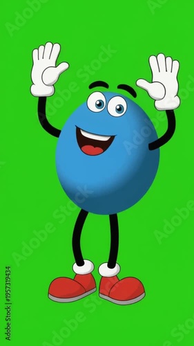 Wallpaper Mural Cartoon blue character waving on green screen with white background, possibly used for advertising or educational purposes Torontodigital.ca