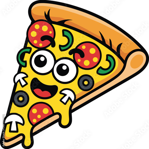 Cute cartoon a illustrator vector pizza