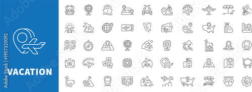 Vacation, Travel & Tourism Icon Set