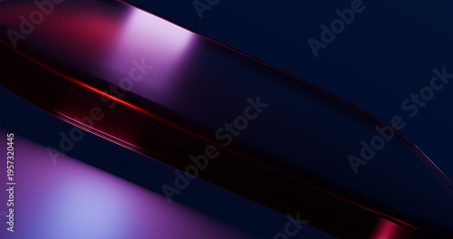 3d render red square glass on dark background