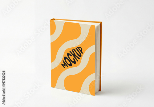 Vertical Hardcover Book Cover Mockup on White Background