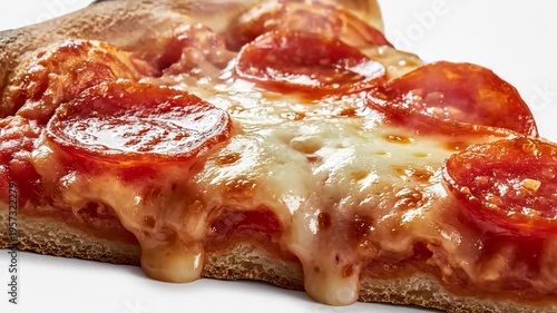 A classic pepperoni pizza slice with mozzarella cheese and tomato sauce sits isolated on a transparent background in an Italian fast food masterpiece.