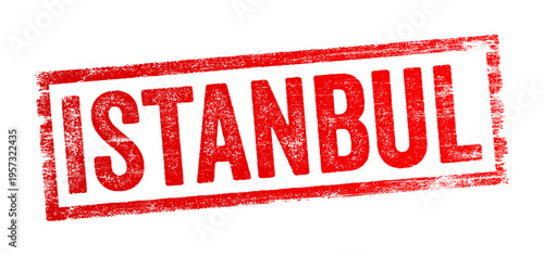 ISTANBUL rubber stamp sign with a distressed grunge texture. Rectangular graphic used for travel promotions, Turkish tourism, souvenir designs, postal marks, and destination marketing.