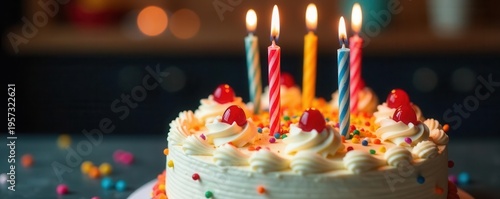 Close-up of a festive Cinco de Mayo birthday cake with candles and decorations , colorful, bakery, chocolate