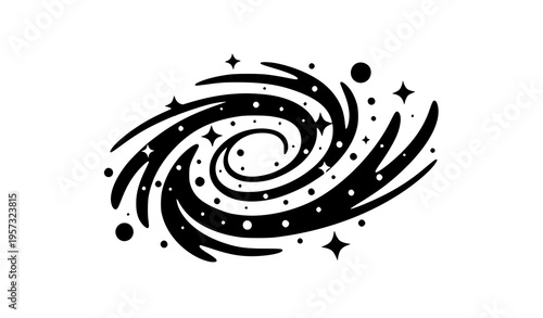 Galaxy silhouette icon spiral cosmic symbol vector illustration