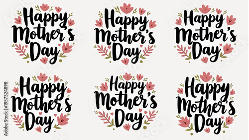 Set of 6 Happy Mother's Day badges vector