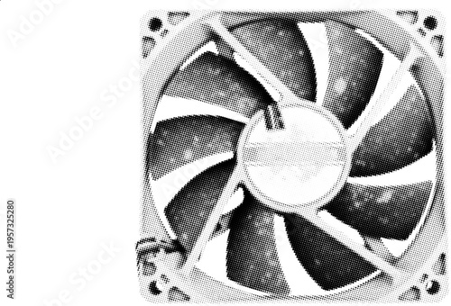 Computer Cooling Fan Halftone Illustration Technology Concept