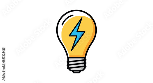 A colorful illustration depicting a lightbulb with a lightning bolt inside exhibiting a striking silhouette high quality professional detailed modern elegant
