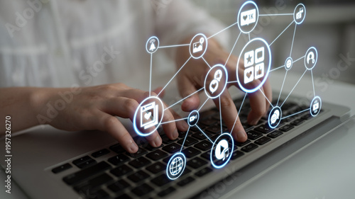 Bilde på lerret Concept of social media revolutionizes digital communication