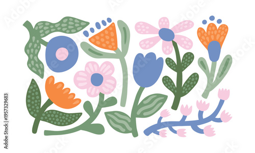 Photography Simple naive flowers set