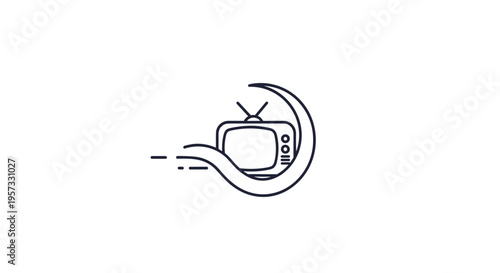 Dynamic Retro TV Broadcast Signal Line Icon