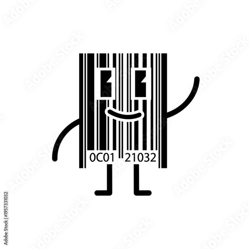 Barcode character with smiling face.