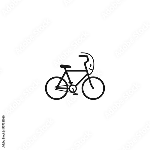 Bicycle illustration with handlebars and wheels.