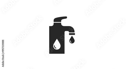 Leaking Faucet Dripping Water Icon Isolated on White Background