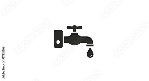 Dripping Water Faucet Icon - Water Conservation and Leak Symbol