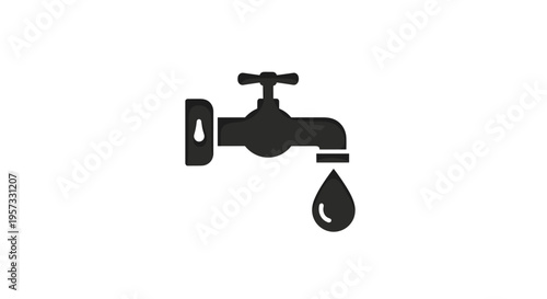 Dripping Water Tap Black Icon