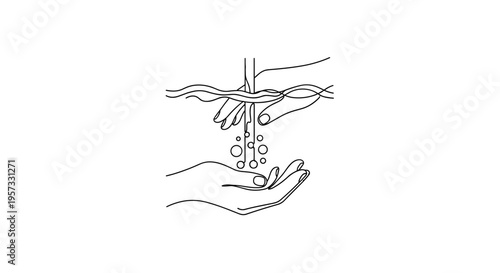 Hands Giving and Receiving Water Line Art Icon