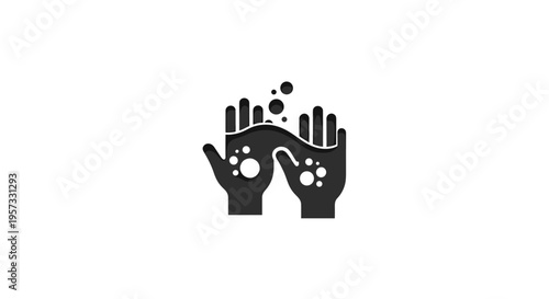 Washing Hands Icon With Soap Bubbles